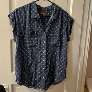 Blue Short Sleeve Button Up